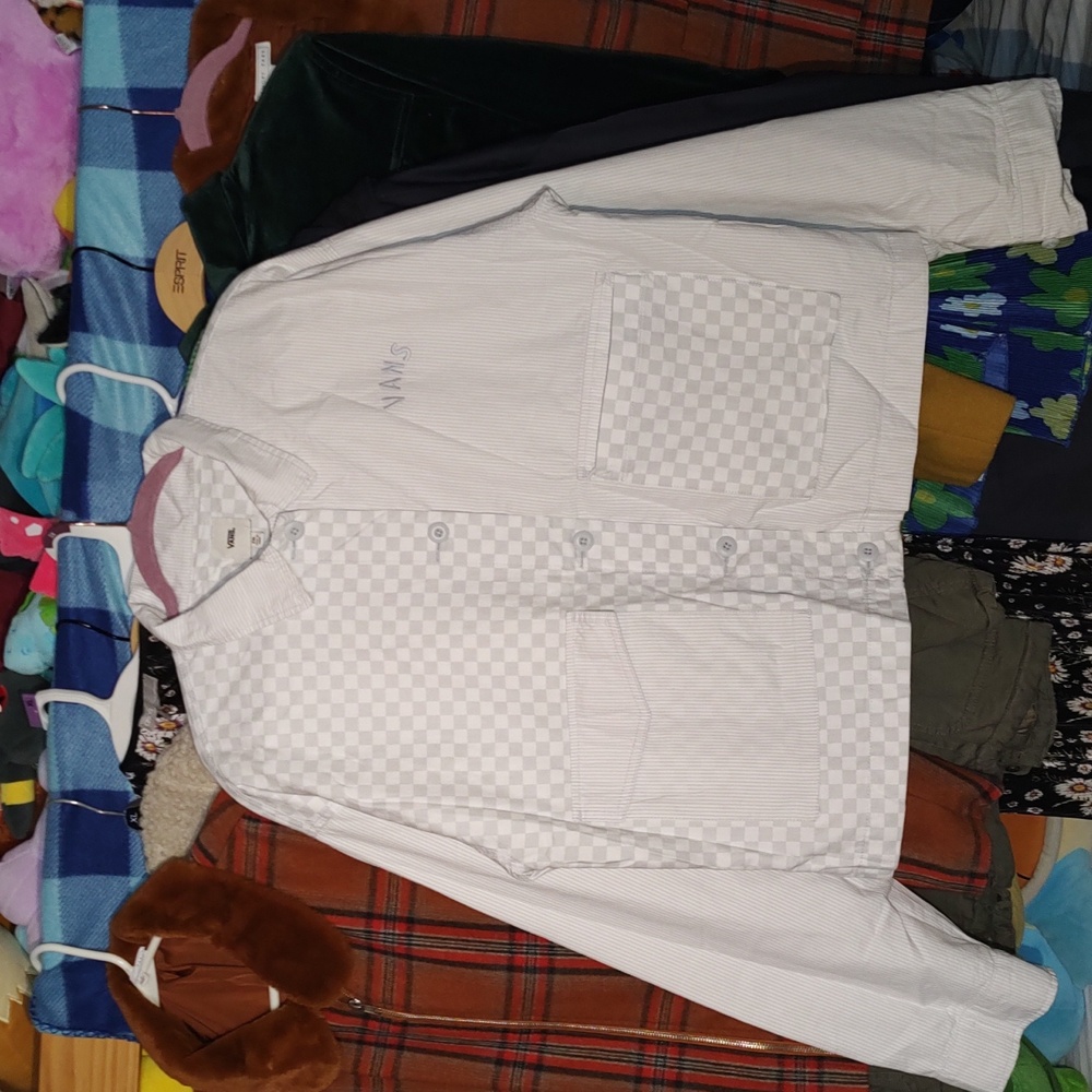 Vans Blue Gray Checkered 100% Cotton Jacket